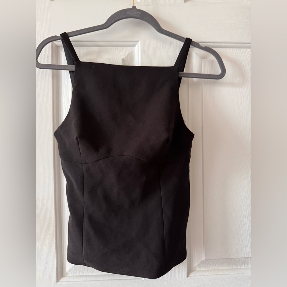 Zara Black Square-Neck Camisole w/ adorable back, side zip NWT - Picture 2 of 7
